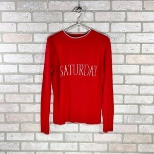 Absolutely Creative Worldwide Red Saturday Crewneck Long Sleeve Sweater Size S